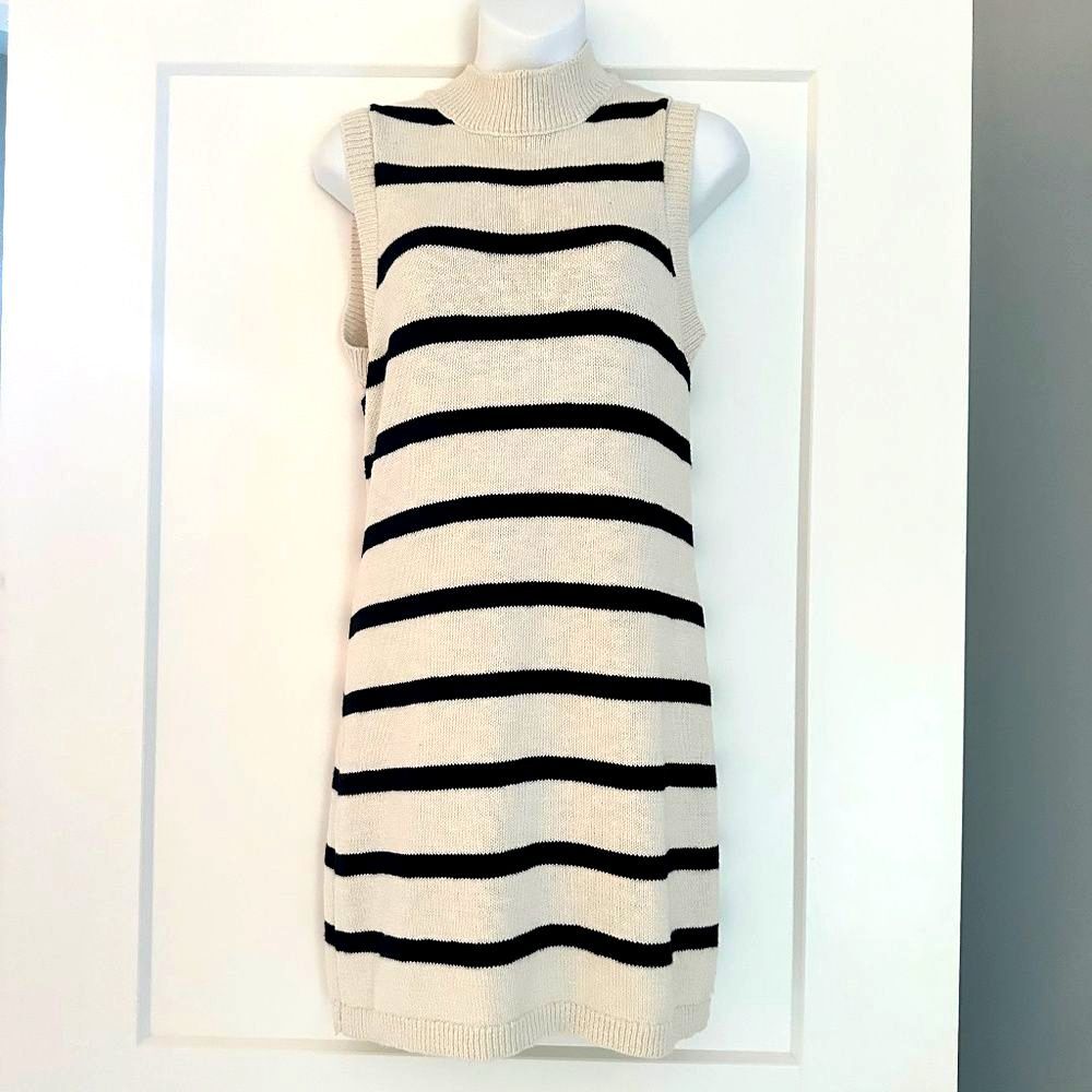 SANCTUARY Striped Knit Mock Neck Tunic Dress Sz M NWT $90!!